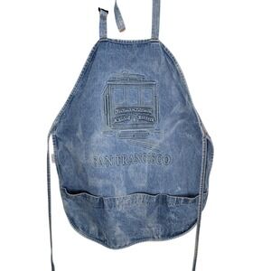 Vintage 90s San Francisco Denim Apron Made in USA Cable Car Souvenir Workwear